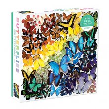 Cover art for Galison Rainbow Butterflies Jigsaw Puzzle, 500 Pieces, 20”x20” – Features an Array of Butterflies in a Mesmerizing Rainbow of Color – Challenging, Perfect for Family Fun – Fun Indoor Activity, Multicolor
