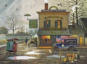 Cover art for Buffalo Games - Charles Wysocki - Dampy Donuts on a Dreary Day - 1000 Piece Jigsaw Puzzle