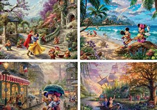 Cover art for Ceaco - 4 in 1 Multipack - Thomas Kinkade - Disney Dreams Collection - Snow White, Mickey & Minnie Mouse, & Pocahontas - (4) 500 Piece Jigsaw Puzzles