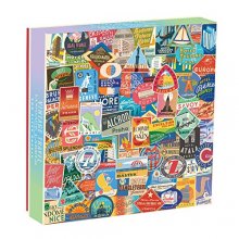 Cover art for Galison Vintage Travel Luggage Labels 500 Piece Jigsaw Puzzle – Fun Indoor Activity