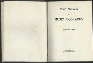 Cover art for First Studies in Music Biography by Thomas Tapper hc 1900 pub Theodore presser