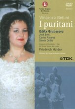 Cover art for Bellini - I Puritani / Gruberova, Bros, Alvarez, Orfila, Gorny, Madrid, Pierotti, Haider, Barcelona Opera [DVD]