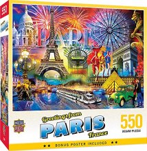 Cover art for MasterPieces 550 Piece Jigsaw Puzzle for Adults, Family, Or Kids - Greetings from Paris - 18"x24"