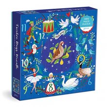 Cover art for Galison 12 Days Wreath 500 Piece Puzzle - Whimsical Holiday Puzzle for Adults, Jigsaw Puzzle Illustrating The Joyous 12 Days of Christmas, Fun Indoor Activity