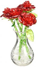 Cover art for BePuzzled Original 3D Crystal Jigsaw Puzzle - Red Roses in Vase DIY Assembly Brain Teaser, Fun Model Toy Gift Flower Decoration for Adults & Kids Age 12 and Up, 44 Pieces (Level 2)