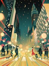 Cover art for New York Puzzle Company - Transit Posters Moonlight Moment - 1000 Piece Jigsaw Puzzle