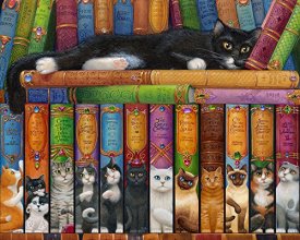 Cover art for Vermont Christmas Company Cat Bookshelf Jigsaw Puzzle 1000 Piece