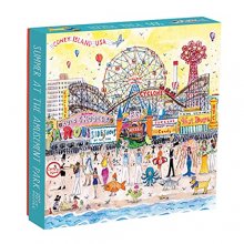 Cover art for Galison Michael Storrings 500 Piece Jigsaw Puzzle for Families, Summer at The Amusement Park Scene, Great Family Puzzle to Enjoy Together