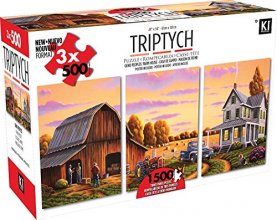 Cover art for 1500 Piece Puzzle for Adults Geno Peoples “Farm House” Multipack Panorama 3 x 500 Triptych Jigsaw by KI Puzzles
