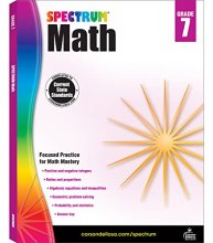 Cover art for Spectrum 7th Grade Math Workbooks, Algebra, Geometry, Probability, Statistics, Ratios, Positive and Negative Integers, Classroom or Homeschool Curriculum