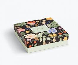 Cover art for Rifle Paper Co. Strawberry Fields Illustrated Jigsaw Puzzle, 500 Pieces, Full Color, Finished Puzzle Size 21" L x 15" W, Paper Wrapped Gift Box with Gold Foil Accents