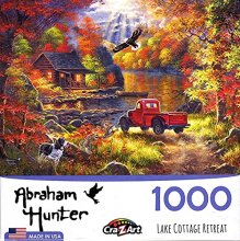 Cover art for Lake Cottage Retreat 1000 pc Jigsaw Puzzle by Artist: Abraham Hunter