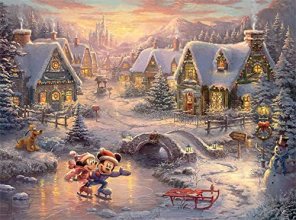 Cover art for Ceaco - Thomas Kinkade - Mickey and Minnie Sweetheart Holiday - 1000 Piece Jigsaw Puzzle, 12+ years