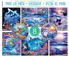 Cover art for Ceaco - 8 in 1 Multipack - Seaside - (2) Round 300 Piece, (4) 550 Piece, (1) 750 Piece (1) 1000 Piece Jigsaw Puzzles