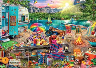 Cover art for Buffalo Games - Aimee Stewart - Family Campsite - 500 Piece Jigsaw Puzzle with Hidden Images