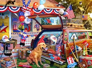 Cover art for Buffalo Games - Patriotic Road Trip - 1000 Piece Jigsaw Puzzle, Red