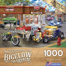 Cover art for Lafayette Puzzle Factory Chris Bigelow 1000 PC Jigsaw Puzzle - Hot Rod Garage, Multi-Colored