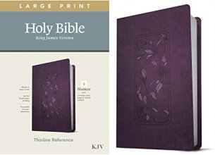 Cover art for KJV Large Print Thinline Reference Holy Bible (Red Letter, LeatherLike, Floral Frame Purple): Includes Free Access to the Filament Bible App ... Notes, Devotionals, Worship Music, and Video
