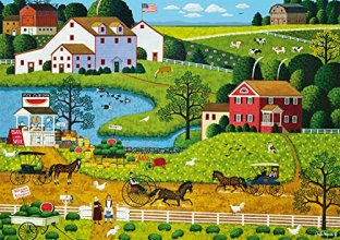 Cover art for Buffalo Games - Charles Wysocki - Jolly Hill Farms - 300 Large Piece Jigsaw Puzzle