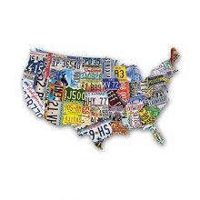 Cover art for USA License Plate Map 1000 Piece Jigsaw Puzzle in the Shape of the US - 31 inches long - Cool Wall Art
