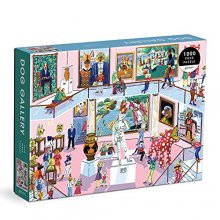 Cover art for Dog Gallery 1000 Piece Puzzle from Galison - Challenging 1000 Piece Jigsaw Puzzle, Features Amusing Illustrations of Dogs in an Art Gallery, Thick and Sturdy Pieces, Great Gift Idea