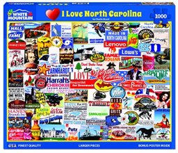 Cover art for White Mountain - I Love North Carolina, 1000 Piece Jigsaw Puzzle, Vintage Advertisement Puzzle