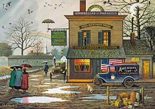 Cover art for Buffalo Games - Charles Wysocki - Dampy Donuts on a Dreary Day - 300 Large Piece Jigsaw Puzzle