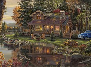 Cover art for Buffalo Games - Kim Norlien - Peace Like a River - 1000 Piece Jigsaw Puzzle with Hidden Images, Green