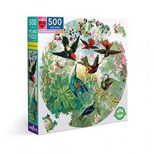 Cover art for eeBoo: Piece and Love Hummingbirds 500 Piece Round Circle Jigsaw Puzzle, Puzzle for Adults and Families, Glossy, Sturdy Pieces and Minimal Puzzle Dust