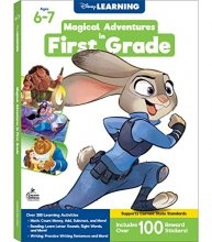 Cover art for Disney Learning Magical Adventures in 1st Grade Workbooks All Subjects, Math, Phonics, Sight Words, and Writing Practice, Zootopia, Moana, Aladdin, Beauty and the Beast First Grade Workbook
