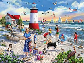 Cover art for White Mountain Puzzles Lighthouse Beach - 500 Piece Jigsaw Puzzle