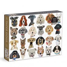 Cover art for Galison Paper Dogs 1000 Piece Puzzle - 1000 Piece Jigsaw Puzzle for Adults, 24 Hand Cut Dog Portraits, Thick and Sturdy Pieces, Perfect for Puzzle and Dog Lovers