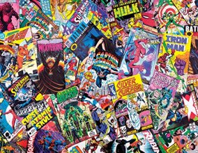 Cover art for Springbok's 1000 Piece Jigsaw Puzzle Comic Books Galore - Made in USA