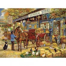 Cover art for Bits and Pieces - 300 Piece Jigsaw Puzzle for Adults 18" x 24" - A Visit to The General Store - 300 pc Classic Farmer Jigsaw by Artist Ruane Manning