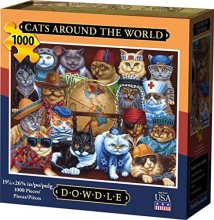 Cover art for Dowdle Folk Art Cats Around The World Puzzle (1000 Piece)