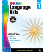 Cover art for Spectrum Language Arts Grade 1, Ages 6 to 7, Grade 1 Language Arts, Parts of Speech, Spelling, Proofreading, Writing Practice, and Grammar Workbook - 128 Pages