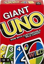 Cover art for Mattel Games ​Giant UNO Card Game for Kids, Adults & Family Night, Oversized Cards & Customizable Wild Cards for 2-10 Players
