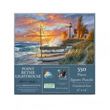 Cover art for SUNSOUT INC - Point Betsie Lighthouse - 550 pc Jigsaw Puzzle by Artist: Abraham Hunter - Finished Size 15" x 24" - MPN# 69796