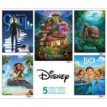 Cover art for Ceaco - 5 in 1 Multipack – Disney Movie Posters – Encanto, Moana, Luca, Soul & Raya and The Last Dragon - (2) 300 Piece, (2) 500 Piece, (1) 750 Piece Jigsaw Puzzles
