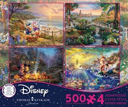 Cover art for Ceaco - 4 in 1 Multipack - Thomas Kinkade - Disney Dreams Collection - Donald & Daisy Duck, 101 Dalmatians, Mickey, Minnie, & Pluto, & The Little Mermaid - (4) 500 Piece Jigsaw Puzzles