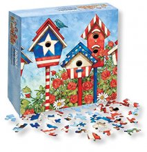 Cover art for Wells Street by Lang Patriotic Birdhouses Puzzle by Tim Coffey, 1000 Piece