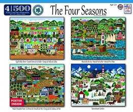 Cover art for The Jigsaw Puzzle Factory Four Seasons Puzzle Game 4-in-1 Pack for Adults and Kids Ages 12 and Up, 500 Piece, Full Size is 14” X 18”, 100% Biodegradable