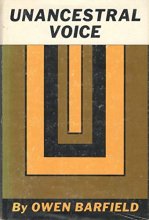 Cover art for Unancestral Voice. Wesleyan Univ. Press. 1965.