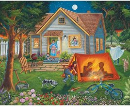 Cover art for Bits and Pieces - 500 Piece Jigsaw Puzzle - Backyard Camping - Family Fun House Puzzle - by Artist Christine Carey - 500 pc Jigsaw