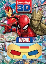 Cover art for Marvel Spider-man, Avengers, Guardians of the Galaxy, and More! - 3D Look and Find Activity Book! - Iron Man 3D Glasses Included! - PI Kids