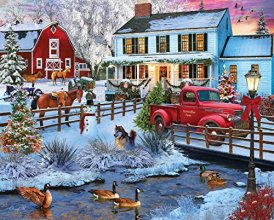 Cover art for White Mountain Puzzles Christmas on The Farm, 1000 Piece Jigsaw Puzzle