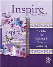 Cover art for Tyndale NLT Inspire PRAISE Bible (LeatherLike, Purple Garden): Coloring Bible–Over 500 Illustrations to Color and Creative Journaling Bible Space, Religious Gifts That Inspire Connection with God