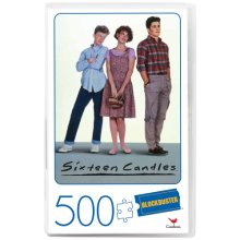 Cover art for Sixteen Candles Movie 500-Piece Puzzle in Plastic Retro Blockbuster VHS Video Case