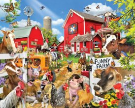 Cover art for White Mountain Puzzles Funny Farm Seek and Find - 1000 Piece Jigsaw Puzzle