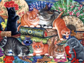 Cover art for Buffalo Games - Cats and Fans - 750 Piece Jigsaw Puzzle